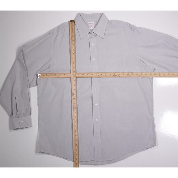Brooks Brothers Gray Striped Cotton Dress Shirt 17-34/35 - Picture 4 of 6